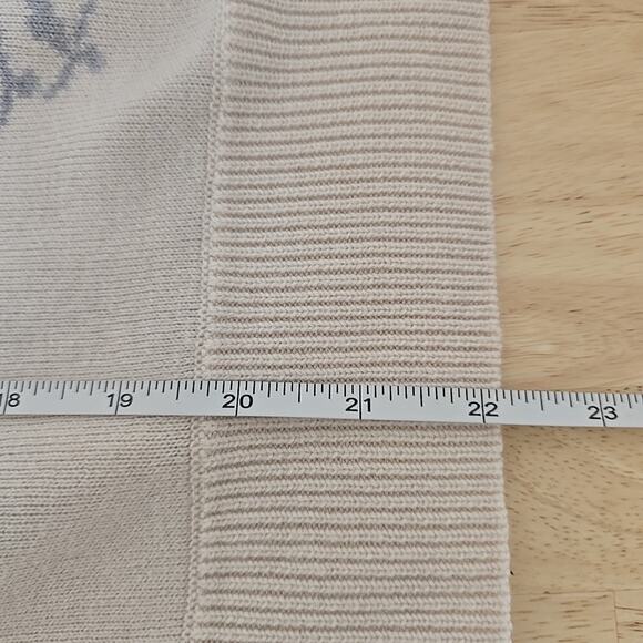 Rebecca Taylor Wool Puff Sleeve Sweater Size Medium Floral Blue Cream Cottage - Picture 6 of 9